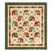 The completed Maisons de Patchwork Quilt colored in warm fabrics from the Pennyberry Farm collection by Henry Glass Fabrics, isolated on a white background.