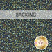 Swatch of navy blue fabric with crawling light brown branches with sage ad eucalyptus colored leaves. A transparent banner at the top reads "Backing."