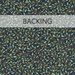Swatch of navy blue fabric with crawling light brown branches with sage ad eucalyptus colored leaves. A transparent banner at the top reads "Backing."