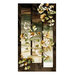 Panel of earth tone fabrics featuring vertical blocks of ombre stripes with leaves and branches overlaying the designs.