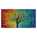 Large panel featuring a tree reaching across the whole fabric separating warm and cool colors.