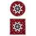 The completed American Gatherings III Folded Star Hot Pad in both the round and square options, isolated on a white background. 