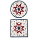 The completed American Gatherings III Folded Star Hot Pad in both the round and square options, isolated on a white background. 
