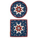 The completed American Gatherings III Folded Star Hot Pad in both the round and square options, isolated on a white background. 