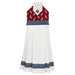 The completed Hanging Towel Kit colored in red, white, and blue fabrics from the American Gatherings III collection by Moda Fabrics, isolated on a white background. 
