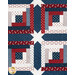 A close up on the log cabin blocks and sawtooth stars in between. 