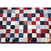 The center of the tabel runner featuring patriotic patchwork. 