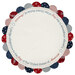 A top down view of the and Scalloped Table Topper, colored in red, white, and blue fabrics from the American Gatherings III collection, isolated on a white background.