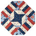 The completed Easy Patriotic Table Topper Kits finished in American themed fabrics from the Founding Glory collection by Wilmington Prints, isolated on a white background. 