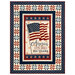 The completed America 250 Patchwork Panel Quilt colored in red, navy, and cream fabrics from the America 250 collection by Moda Fabrics, isolated on a white background.
