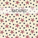 Cream swatch of fabric with tossed red and blue stars; a transparent banner at the top reads "Backing."