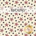 Cream swatch of fabric with tossed red and blue stars; a transparent banner at the top reads "Backing."