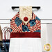 A close up shot of the top of the hanging towel, showing details on the patriotic fabrics.