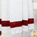 A close up on the bottom of the towel, showing details on the fabric stripe.