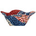 A single bowl cozy colored in patriotic fabrics from the Stars & Stripes 14 collection by Northcott Fabrics, isolated on a white background.