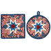 The completed Stars & Stripes 14 Folded Star Hot Pad in both the round and square options, isolated on a white background.  
