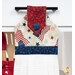 A close up shot of the top of the hanging towel, showing details on the patriotic fabrics.