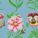 An 8x8 swatch of the light blue fabric featuring a close up of the florals.
