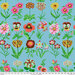 Variety of hand-drawn styled floral sprigs on a light blue background.