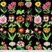 Variety of hand-drawn floral sprigs on a black background.