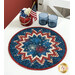 The completed Point of View Folded Star Table Topper colored in red, cream, and blue fabrics from the American Heartland collection Northcott Fabrics, staged with coordinating décor.