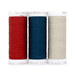 Thread set featuring red, blue, and cream spools for the American Heartland Point of View Folded Star Table Topper.