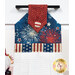 A close up shot of the top of the hanging towel, showing details on the patriotic fabrics.