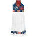 The completed Hanging Towel Kit colored in red, white, and blue fabrics from the American Heartland collection by Northcott Fabrics, isolated on a white background.