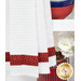 A close up on the bottom of the towel, showing details on the fabric stripe.