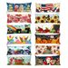 All 12 of the colorful pillows featured throughout the Bench Pillow Club offered by Shabby Fabrics, organized in two rows of six, isolated on a white background. 