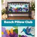 Collage of the completed May pillow staged on a bench, showcasing purple flowers, butterflies, and a beautiful hummingbird.