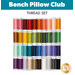 40 piece thread set for the Bench Pillow Club, showing four rows of ten spools organized in rainbow order.
