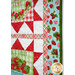A super close up on the wall hanging, showing details on the double geese and panel block fabrics and binding.