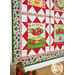 An angled close up on a block with red double geese and panel with a green bowl of strawberries and the text "Pick your own fresh strawberries."