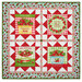 The completed Double Geese Wall Hanging, colored in aqua, green, white, and red fabrics from the Berry Besties collection by Henry Glass Fabrics, isolated on a white background. 