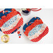 A top down shot of the bowl cozies demonstrating fabric color and print details.