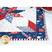 Close-up on the red, white, and blue striped binding showing details on the fabrics.