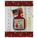 Mounted needlepoint display featuring an American flag, eagles, and two figures.
