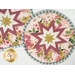 A close up shot of both the round and square hot pads, demonstrating stitching and binding details.
