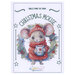 Front cover of pattern showing a digital rendering of the project,a bundled up mouse with a mug and a wreath.