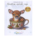 Front cover of pattern showing a digital rendering of the project, a baby deer in a christmas cup.