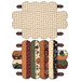 The completed Scalloped Basket, colored in primitive fabrics from the Quail Run collection by Moda, isolated on a white background. 