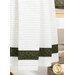 A close up on the bottom of the towel, showing details on the fabric stripe.