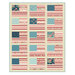 Quilt design featuring a grid of red, white, and blue American flag blocks with floral and solid designs.