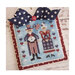 A decorative cross-stitch design of a man and woman in patriotic outfits, with a bow.