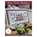 Front cover of the pattern featuring the completed design framed and mounted, staged with coordinating flowers.
