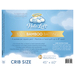 Label for Halo Loft crib size batting, featuring bamboo material details and care instructions.