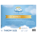 Label for Halo Loft throw size batting, featuring bamboo material details and care instructions.