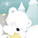 Panel of baby polar bears sleeping together in a winter landscape.