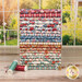 A stack of the Village Life 20 fat quarter bundle, with a basket and a window and a garden and buttons and thread.